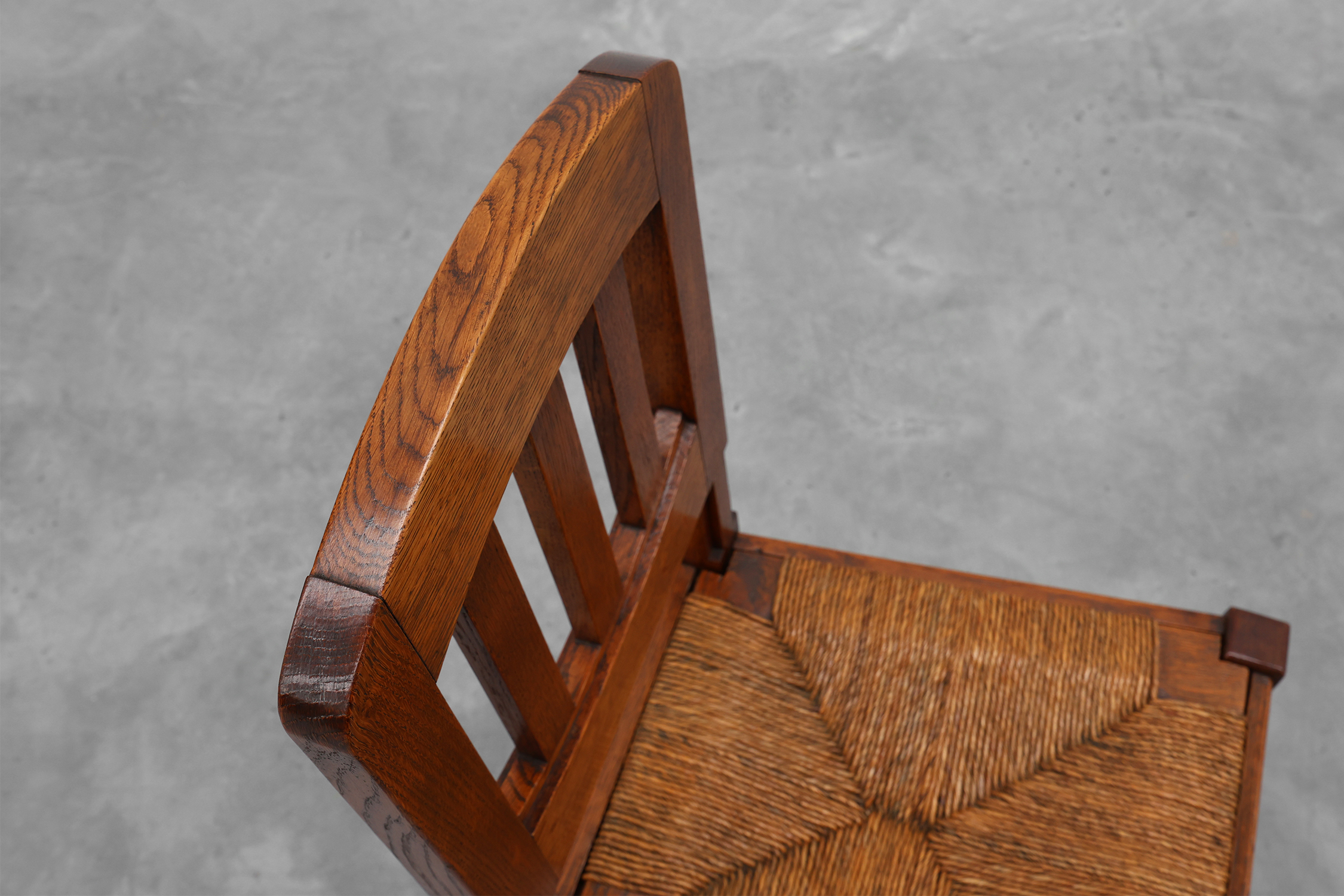 Set of 4 Early Art Deco Oak & Wicker Dining Chairs, Belgium, 1915 thumbnail